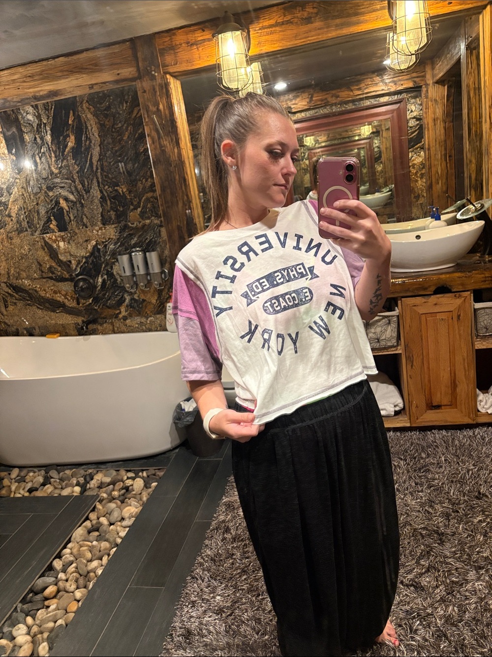wild fable White & Light Purple University Graphic Cropped Tee